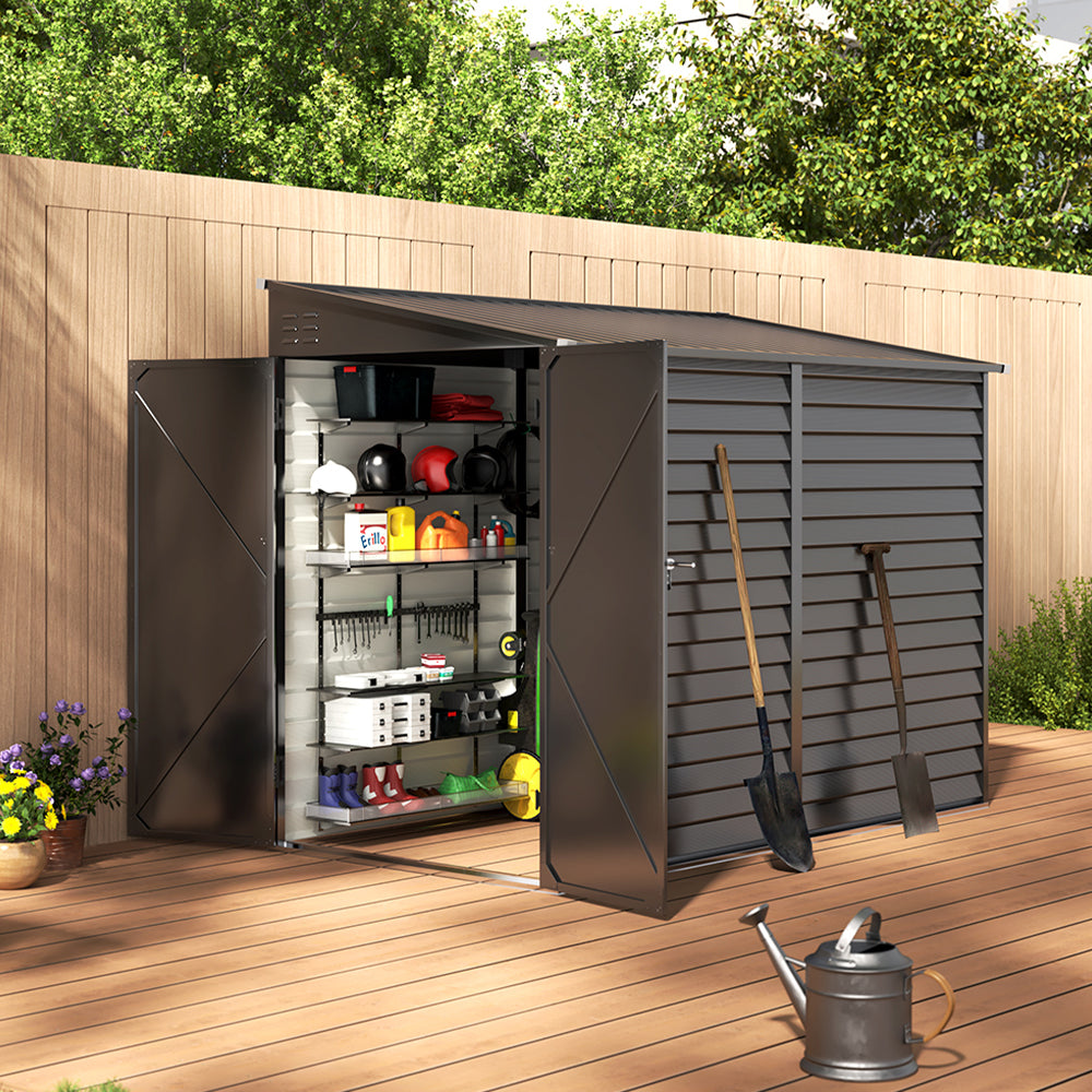 Louvered Wall Pitched Roof Metal Garden Shed