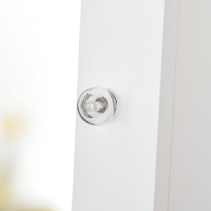 HOMCOM Full Body Mirrored Jewelry Cabinet W/ LED Light Jewelry Cabinet W/ 3 Angle Adjustable For Rings Earrings Bracelets Cosmetics Warm White