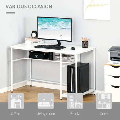 HOMCOM Home Compact Small Computer Desk Writing Study Table Office PC Workstation Gaming Studying with Storage Shelf, White