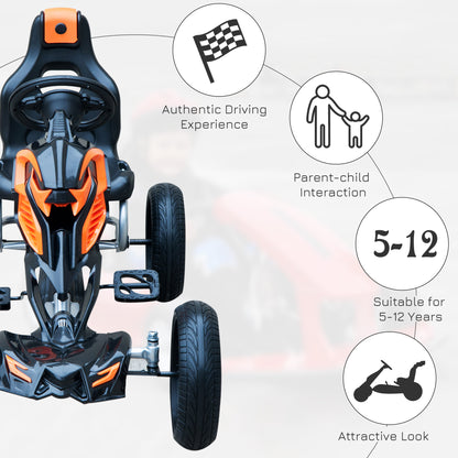 HOMCOM Kids Ride On Pedal Go Kart Indoor Outdoor Sports Toy Braking System