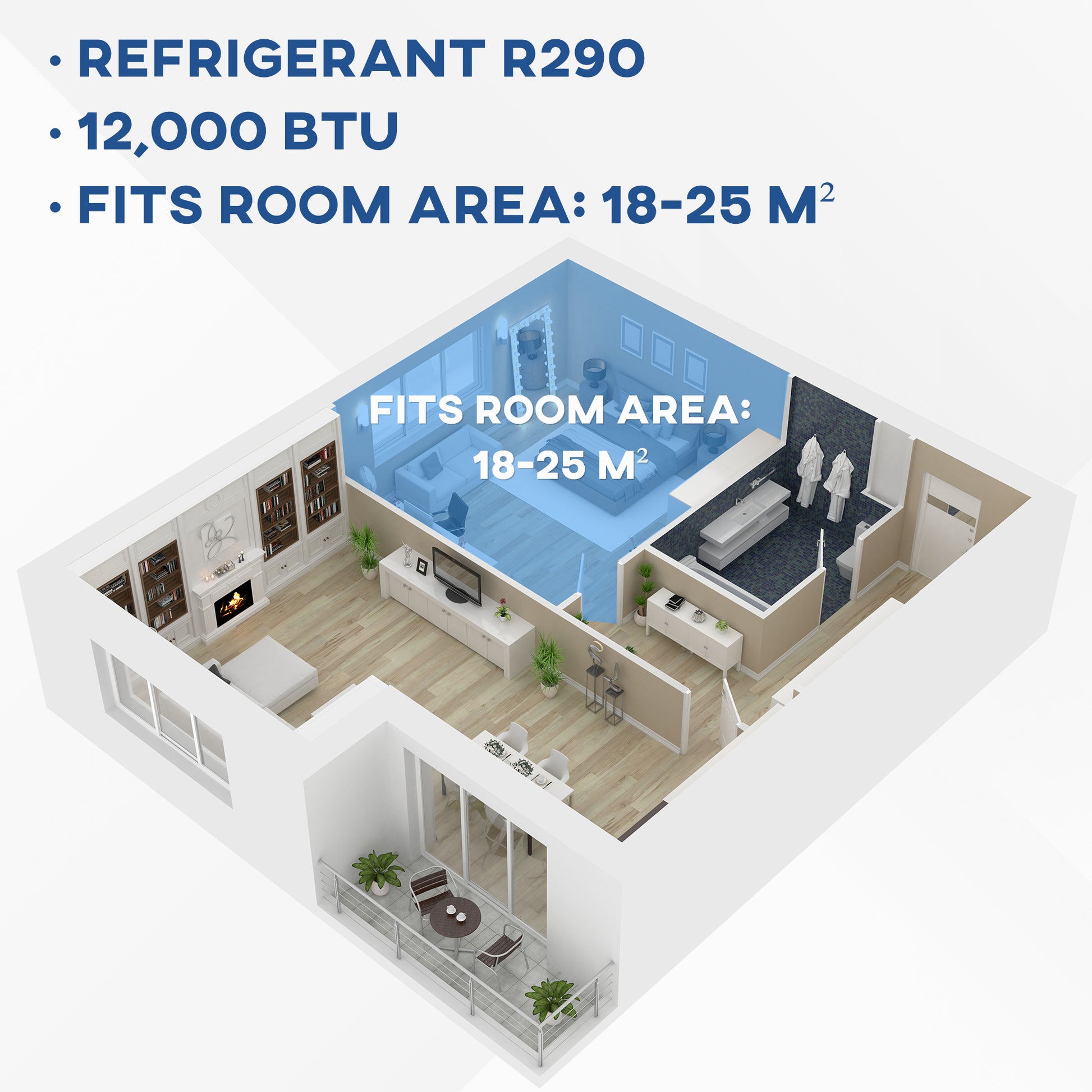 HOMCOM 12,000 BTU Portable Air Conditioner Dehumidifier Cooling Fan for Room up to 25m², with Remote, LED Display, 24H Timer, Window Mount Kit, White