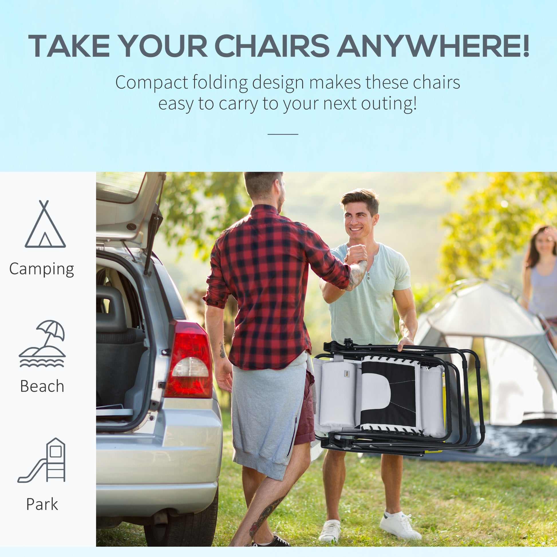 Outsunny Zero Gravity Lounger Chair Set of 2, Folding Reclining Patio Chair with Padded Seat, Cup Holder, Soft Cushion and Headrest for Poolside, Camping, Grey