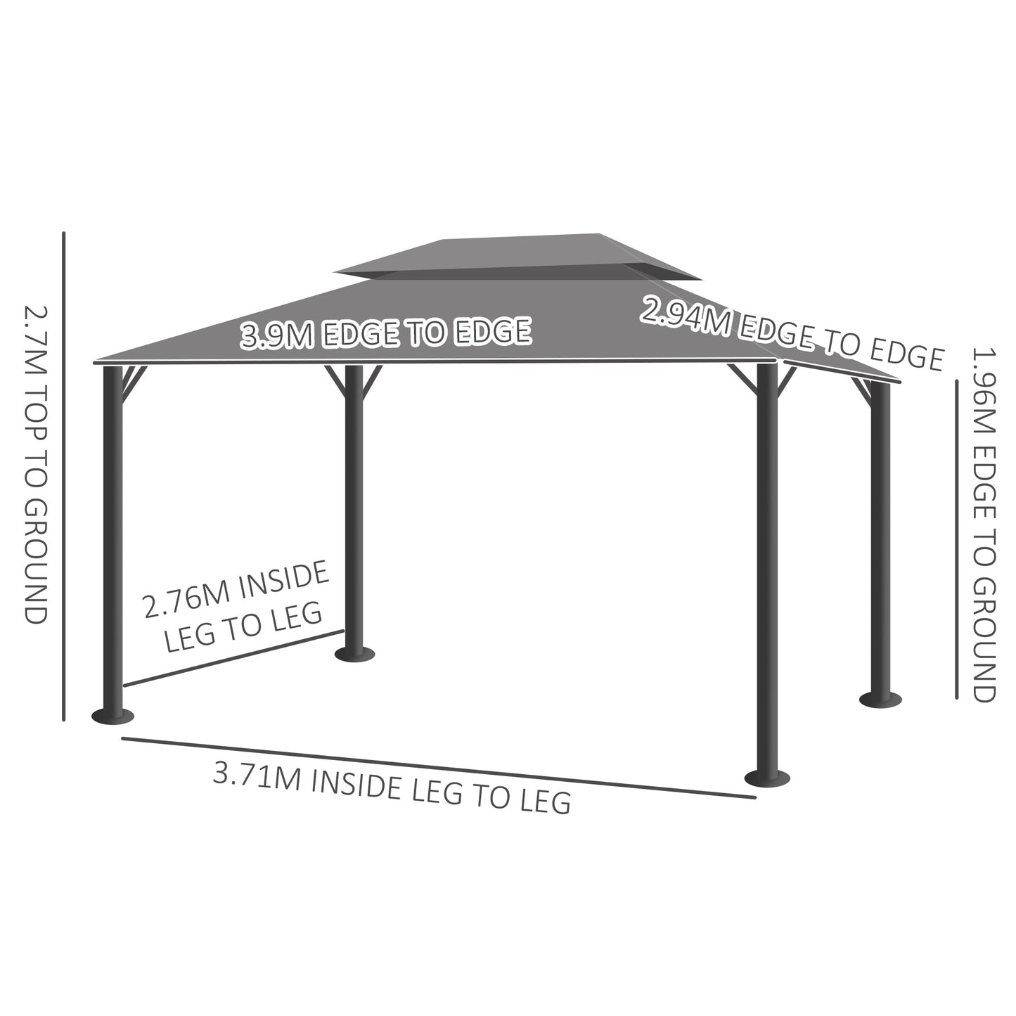 Outsunny 3 x 4m Aluminium Garden Gazebo, Marquee Canopy Shelter Pavilion Party Tent with Nets and Curtains for Garden and Deck, Light Grey