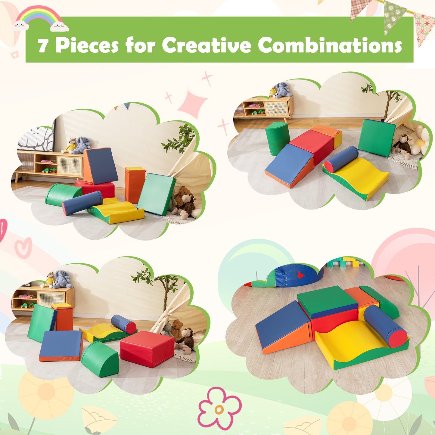 7 Pieces Climb and Crawl Activity Play Set for Toddler Soft Toy