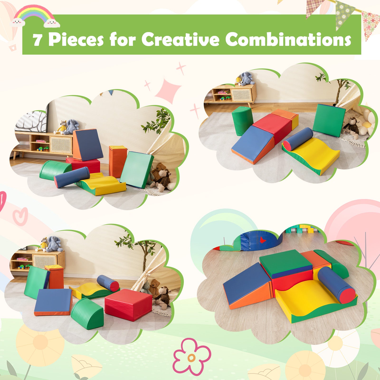 7 Pieces Climb and Crawl Activity Play Set for Toddler Soft Toy