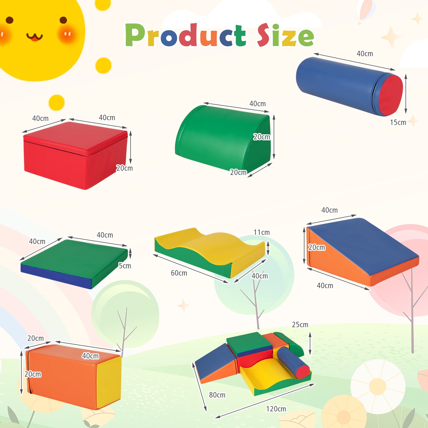 7 Pieces Climb and Crawl Activity Play Set for Toddler Soft Toy