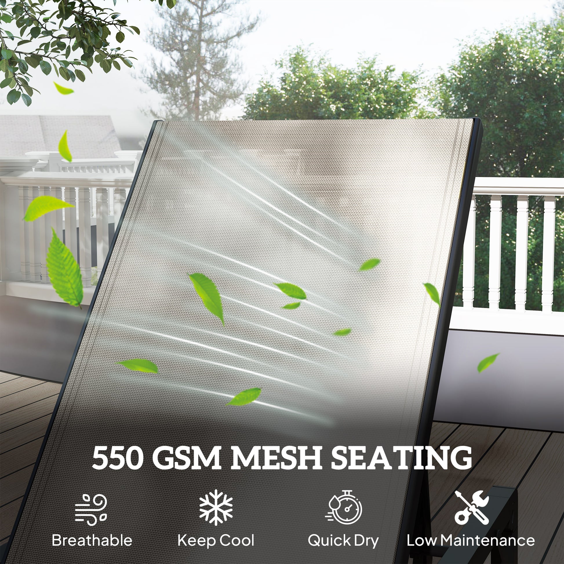 Outsunny Folding Sun Lounger, 5-Position Adjustable Garden Chaise Lounge Sunbed, Steel Frame Reclining Chair for Beach, Porch, Patio, Camping, Khaki