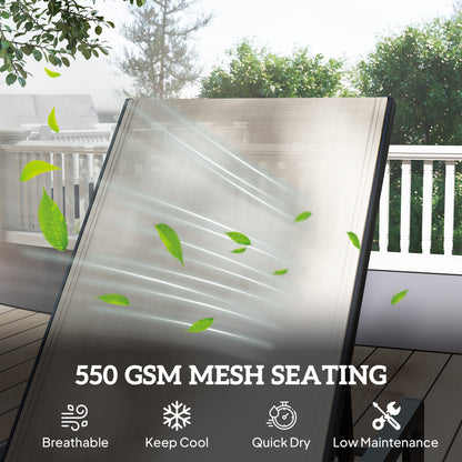 Outsunny Folding Sun Lounger, 5-Position Adjustable Garden Chaise Lounge Sunbed, Steel Frame Reclining Chair for Beach, Porch, Patio, Camping, Khaki