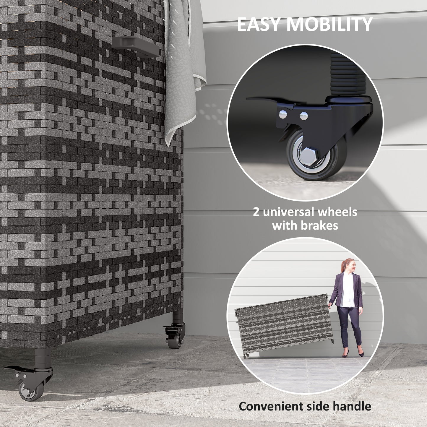 Outsunny 627 L Rattan Storage Box - Dark Grey