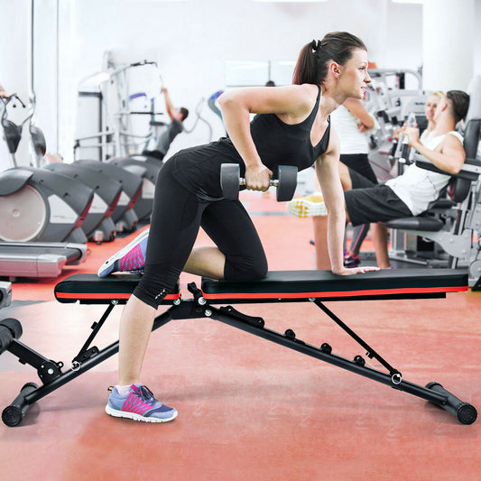 Adjustable Strength Training Bench with High Elastic Ropes-Black