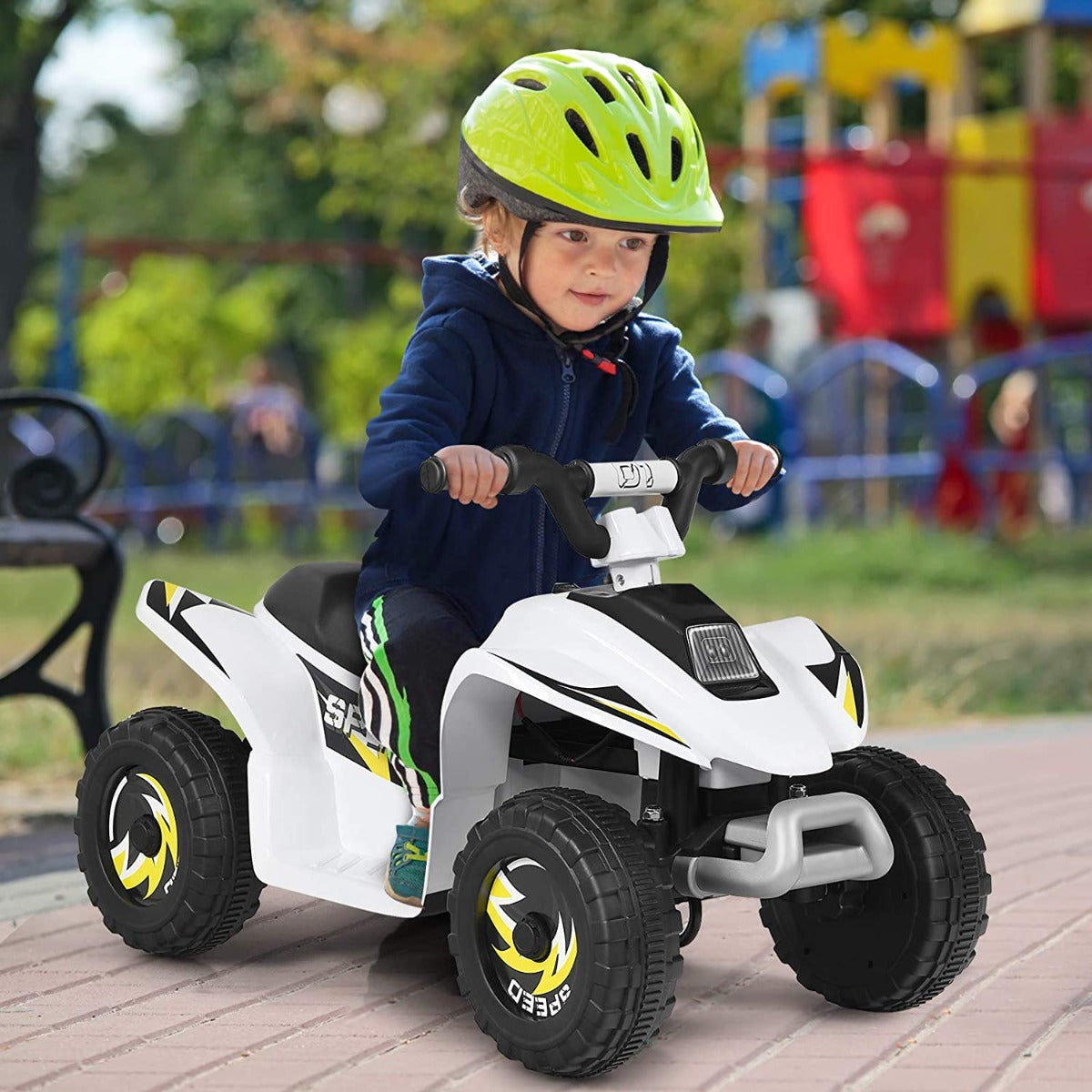 6V Battery Powered Ride on Quad Bike ATV Electric Mini Vehicle Car For Toddler-White