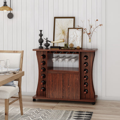 Serving Trolley Cart with Wine Rack