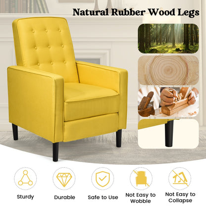 3-Position Adjustable Sofa Chair Leisure Seat with Extendable Footrest-Yellow