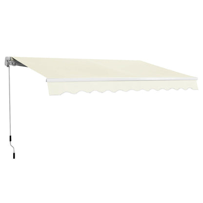 Retractable Manual Awning Canopy Patio Shade Shelter-Beige