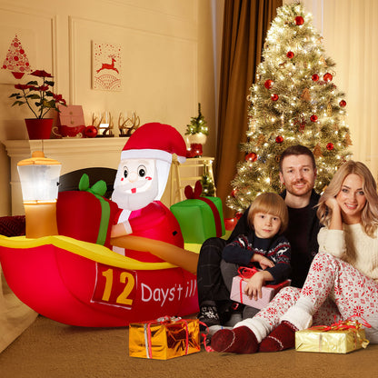 7 FT Christmas Inflatables Santa Claus Rowing Boat with Navigation Light
