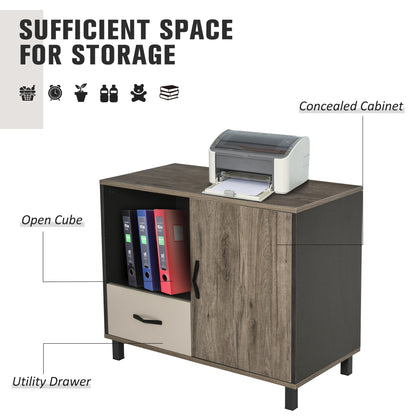 HOMCOM File Cabinet Storage Sideboard Floor Standing Cupboard w/ Drawer Shelves Office Furniture
