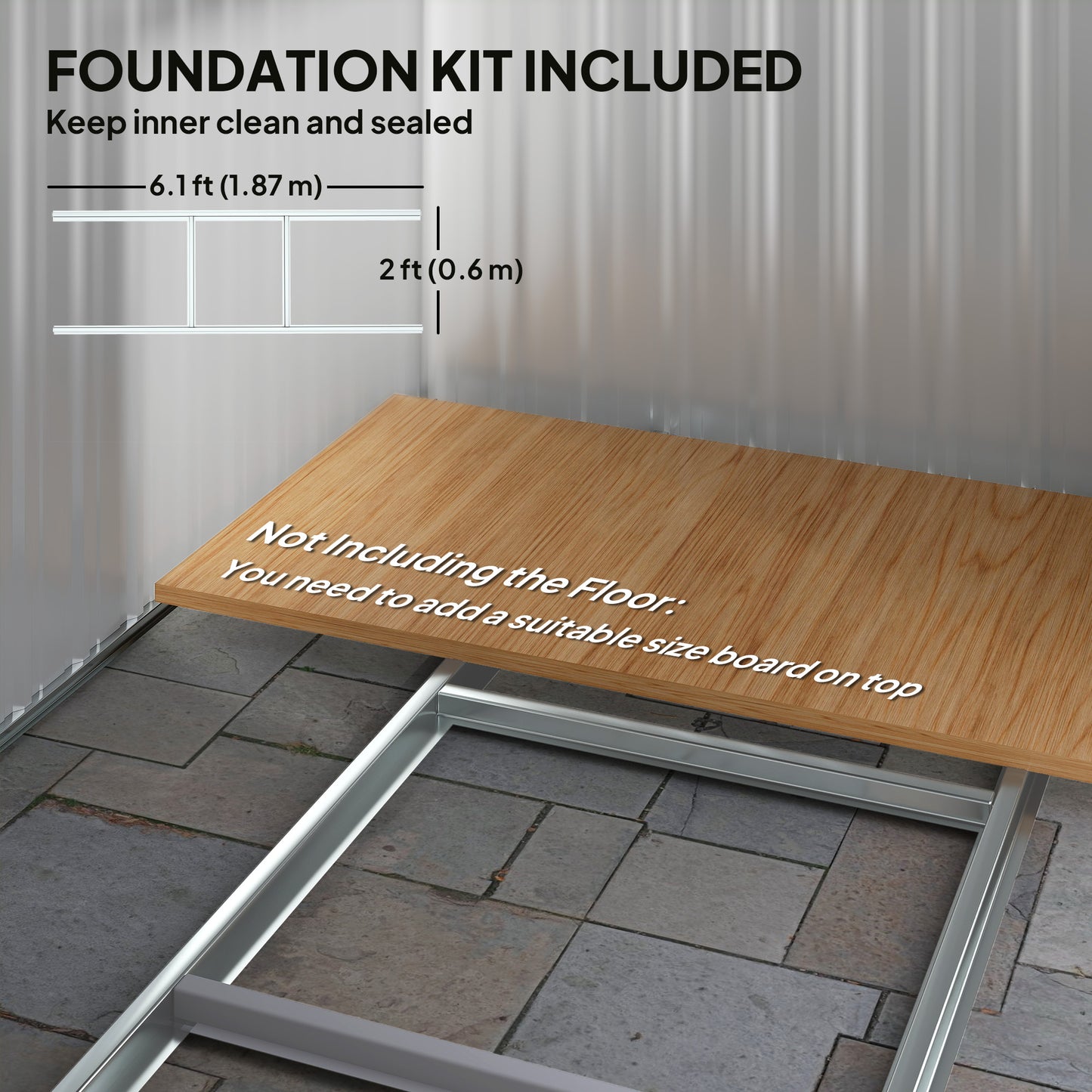 Outsunny 4 x 7ft Metal Shed - Grey Wood-Effect