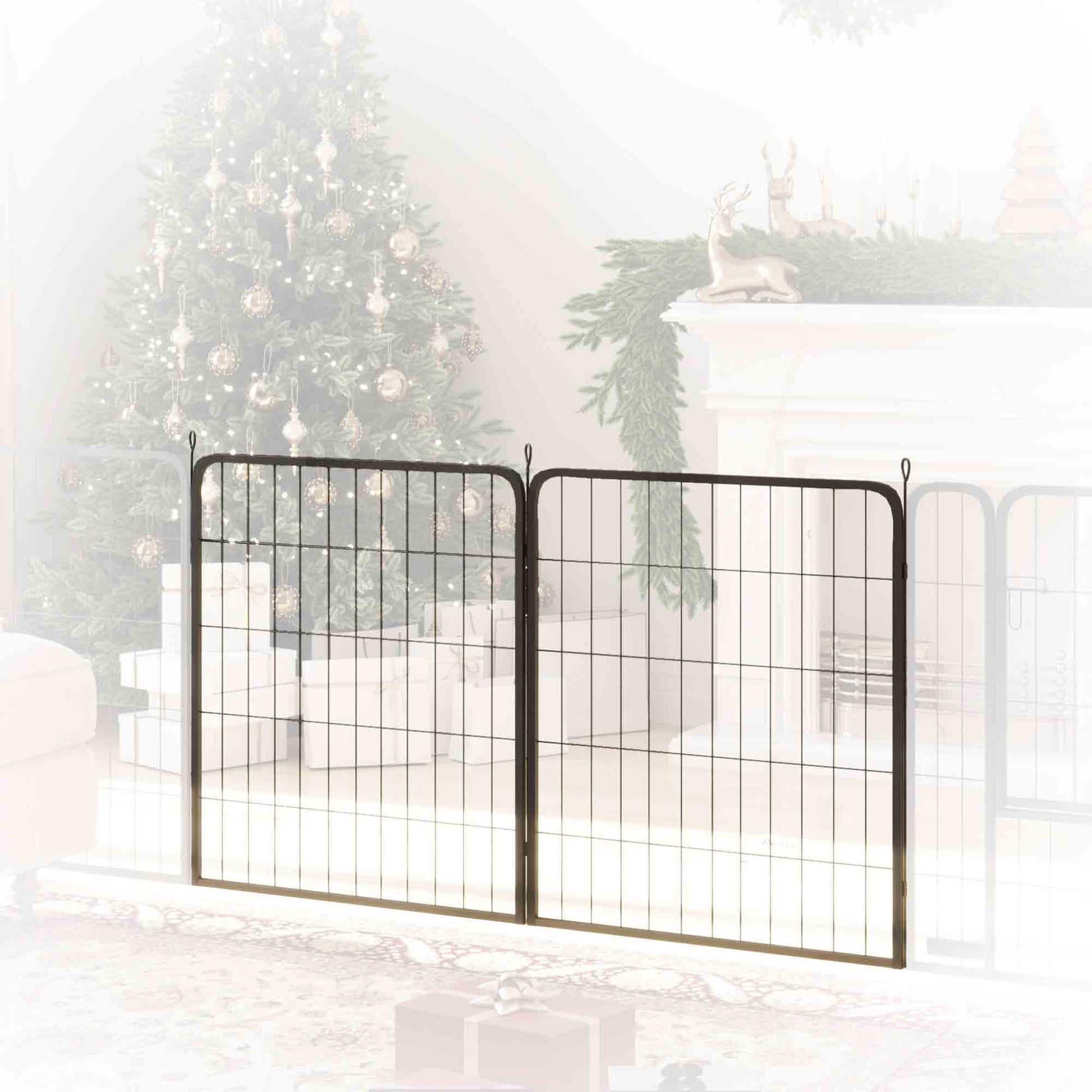 PawHut Two-Piece Dog Pen Expansion Pack for Medium Dogs, 80cm Tall Animal Pen with Three Connecting Stakes