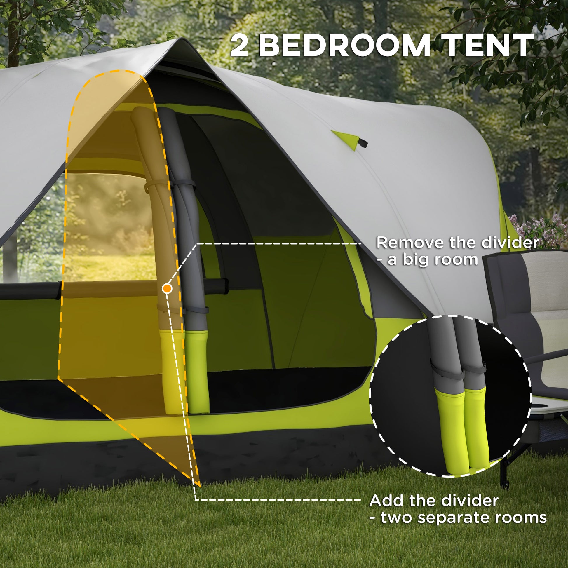 Outsunny Camping Tent for 6-8 Man with 2000mm Waterproof Rainfly and C – GardenArch