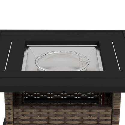 Outsunny 72.5 x 72.5cm 50,000 BTU Fire Pit Table, with Cover - Brown