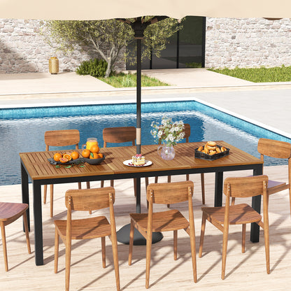 8-Person Outdoor Dining Table with Umbrella Hole for Garden, Poolside