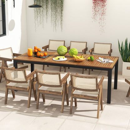 8-Person Outdoor Dining Table with Umbrella Hole for Garden, Poolside