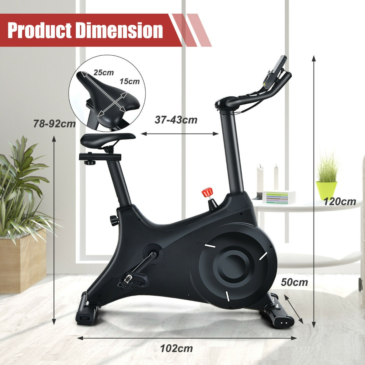 Exercise Bike with Adjustable Seat and Tablet / iPad / Phone Holder
