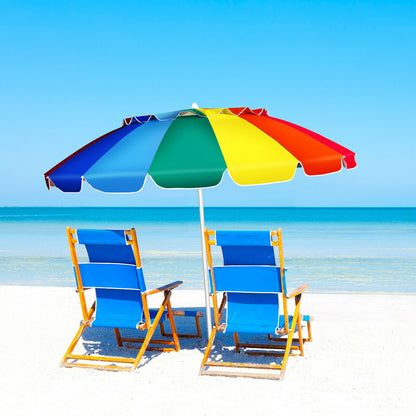2.45M Beach Umbrella UPF50 Sunshade Shelter-Multicolor