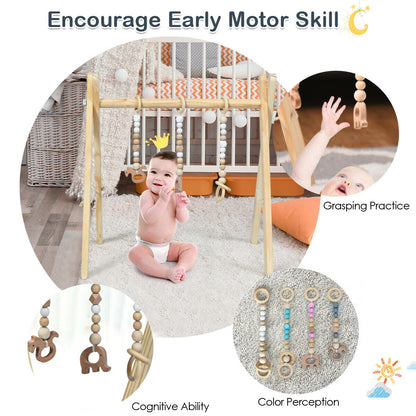 Foldable Wooden Baby Gym-Natural