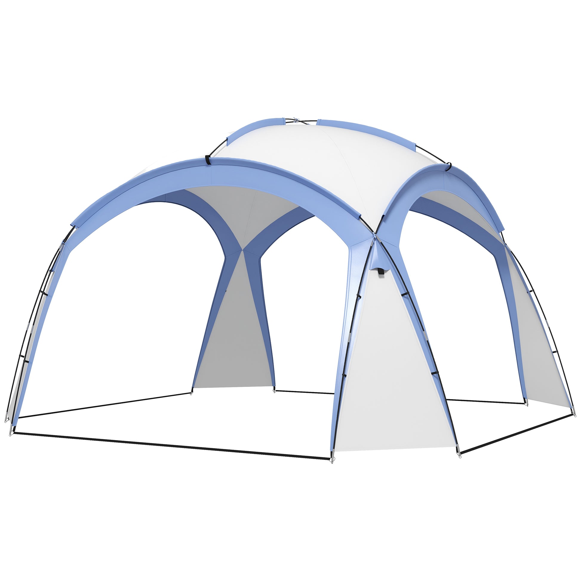 Outsunny 3.5 x 3.5M 6-8 Person Camping Gazebo, Outdoor Event Shelter Dome Tent Garden Sun Shelter Patio Spire Arc Pavilion Camp Sun Shade, Light Blue