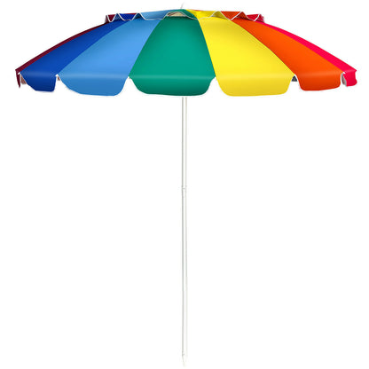 2.45M Beach Umbrella UPF50 Sunshade Shelter-Multicolor