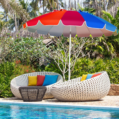 2.45M Beach Umbrella UPF50 Sunshade Shelter-Multicolor