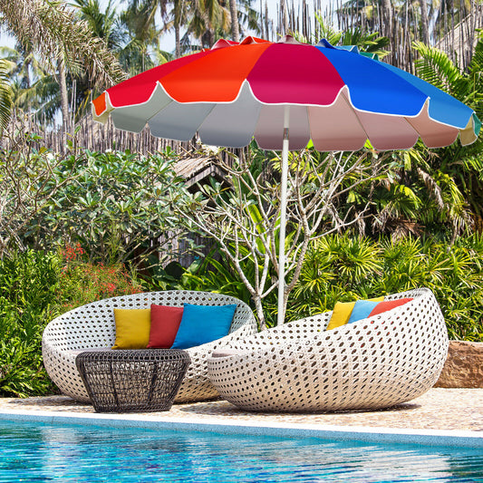2.45M Beach Umbrella UPF50 Sunshade Shelter-Multicolor