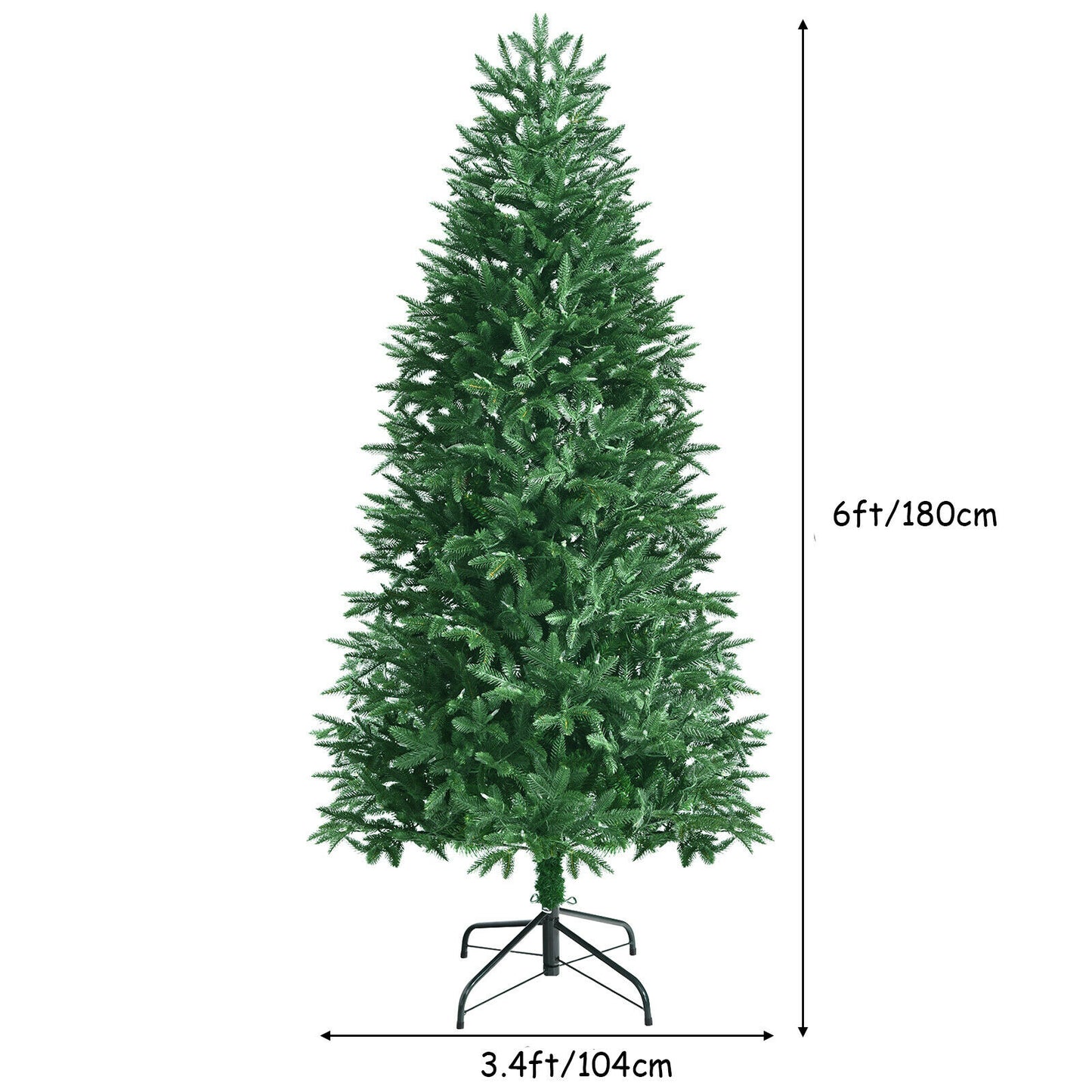 6ft Hinged Christmas Tree with 350 Multicolor LED Lights and 9 Flash Modes