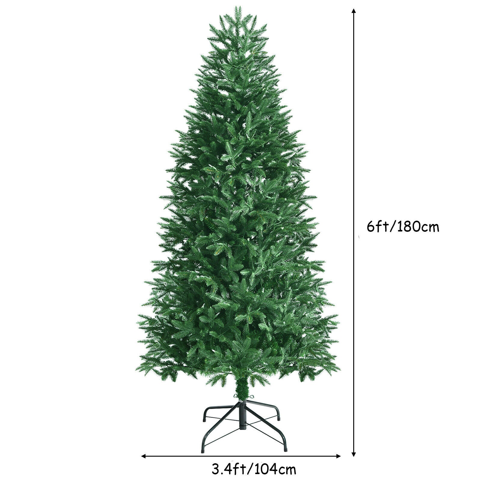 6ft Hinged Christmas Tree with 350 Multicolor LED Lights and 9 Flash Modes