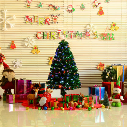 HOMCOM 4ft Pre Lit Christmas Tree Artificial Tree with Multi-Coloured Fiber Optic LED Light(4ft (120cm))