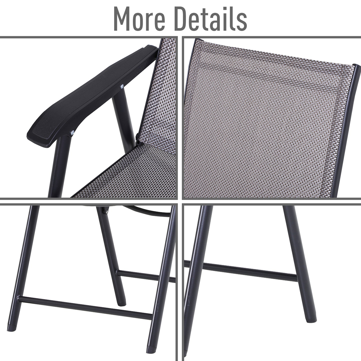 Outsunny Set of Four Folding Garden Chairs - Grey