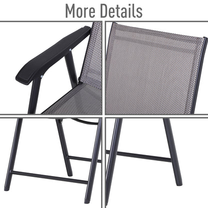 Outsunny Set of Four Folding Garden Chairs - Grey