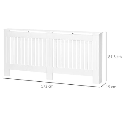 HOMCOM Slatted Radiator Cover Painted Cabinet MDF Lined Grill in White 172L x 19W x 81H cm