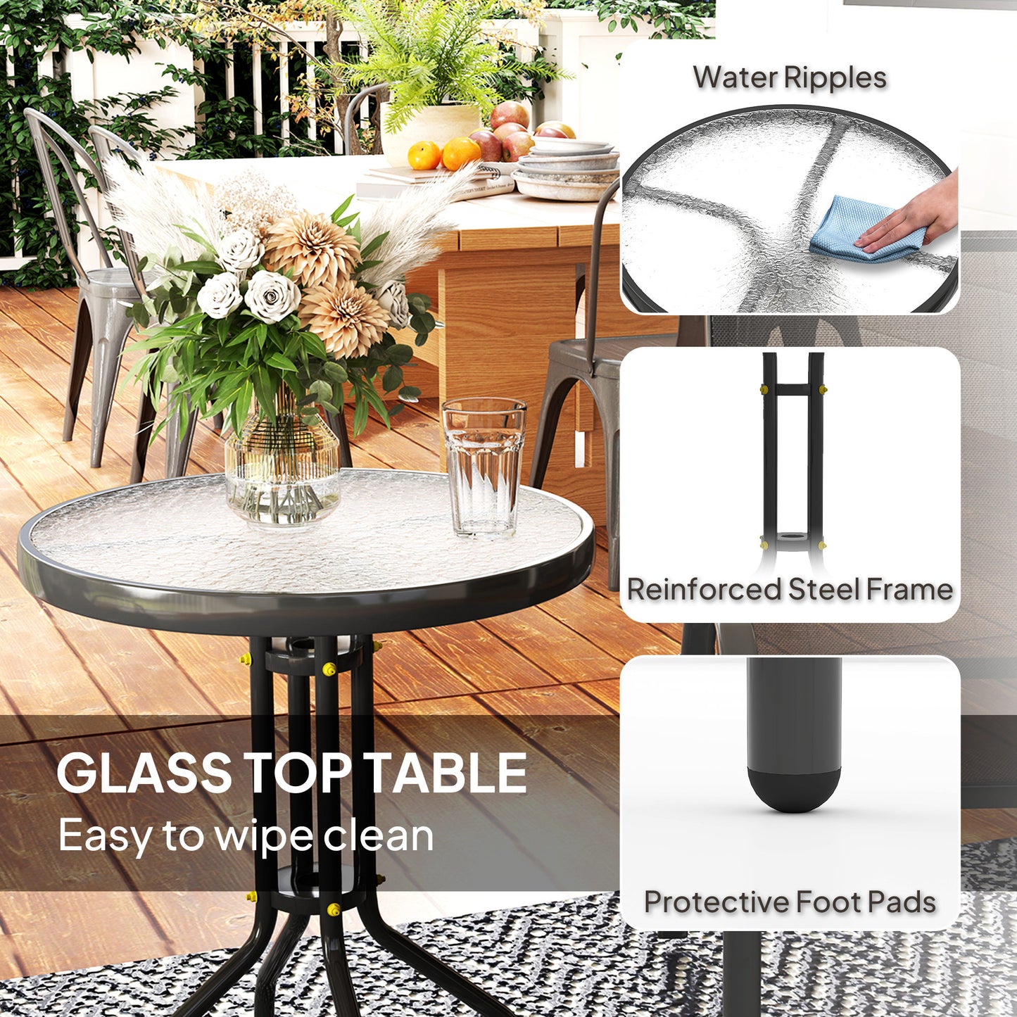 Outsunny Three-Piece Outdoor Garden Set - Black