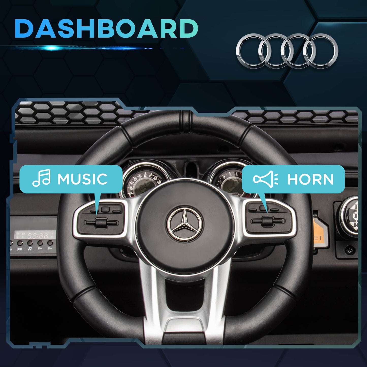 HOMCOM 12V Licensed Mercedes-Benz Kids Electric Ride On Car, Battery Powered Off-road Toy with Remote Control, Horns, Lights