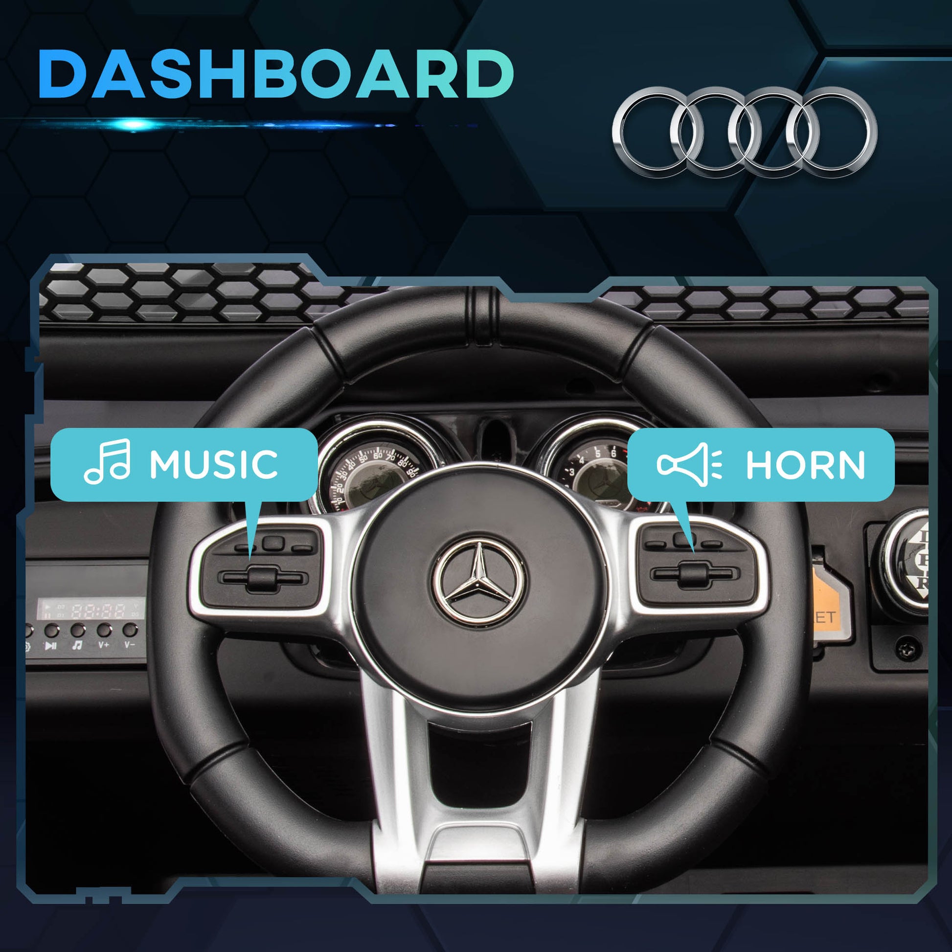 HOMCOM 12V Licensed Mercedes-Benz Kids Electric Ride On Car, Battery Powered Off-road Toy with Remote Control, Horns, Lights