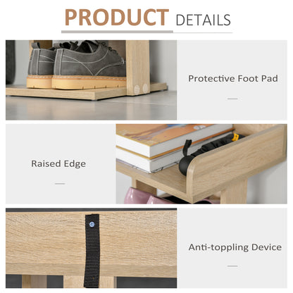 HOMCOM 7 Tier Shoe Rack Organizer Storage Shelf Wooden Display Cabinet for Entryway Living Room Bedroom Oak