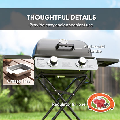 Outsunny Two-Burner Portable Suitcase BBQ - Black