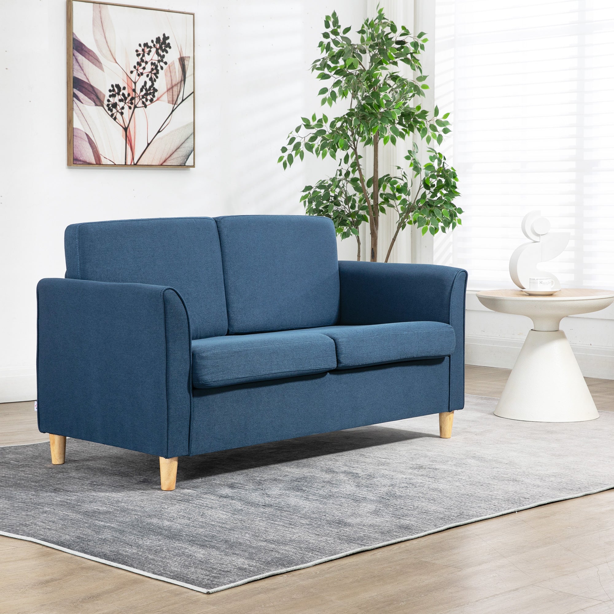 HOMCOM Compact Loveseat Sofa, Modern 2 Seater Sofa for Living Room wit ...