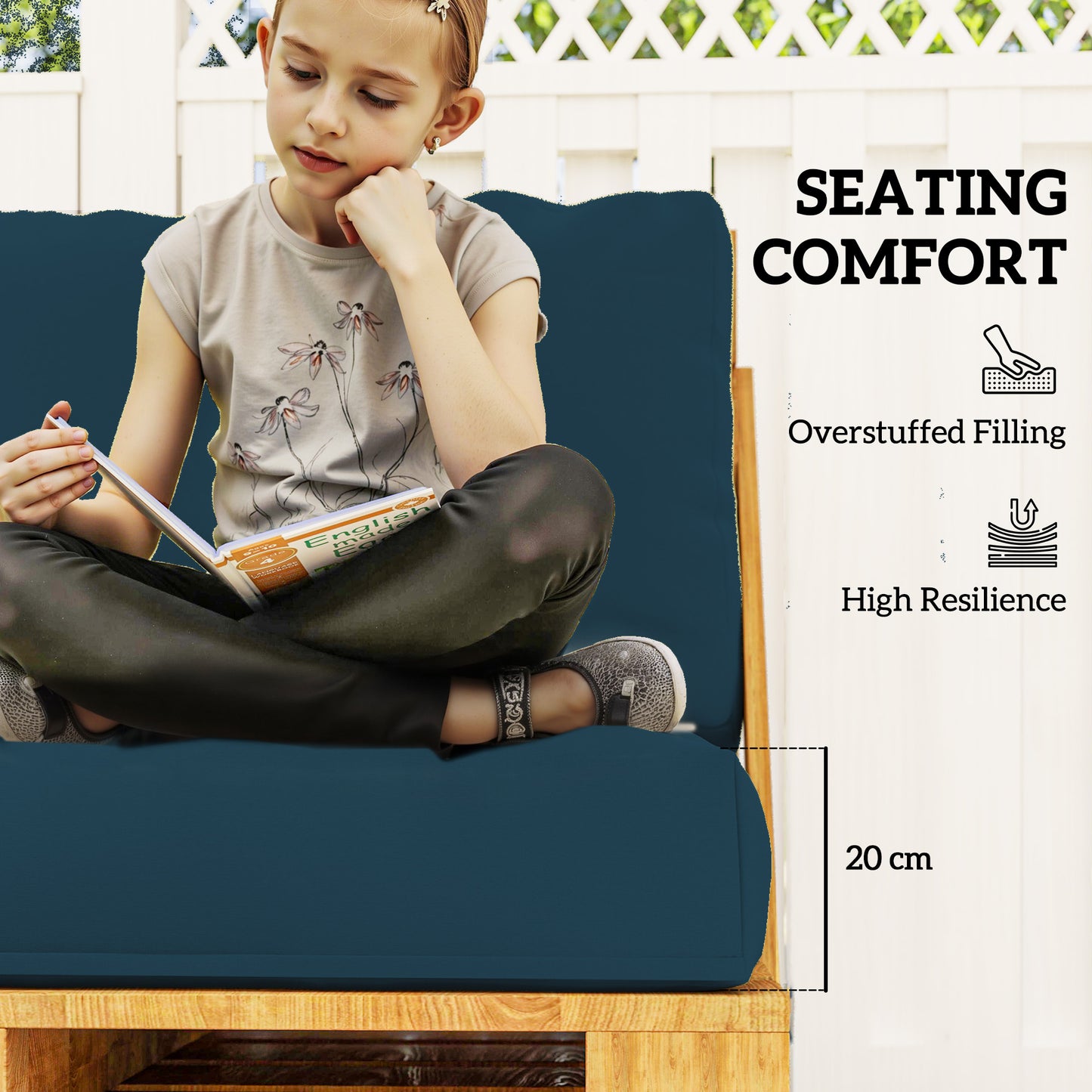 Outsunny Two Piece Seat Pallet and Back Cushions - Navy Blue