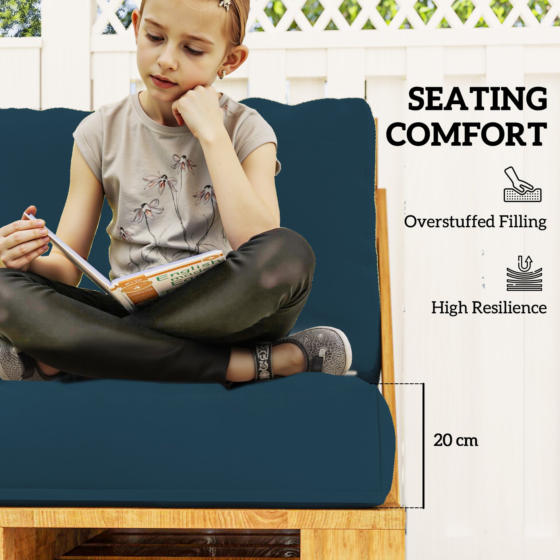 Outsunny Two Piece Seat Pallet and Back Cushions - Navy Blue