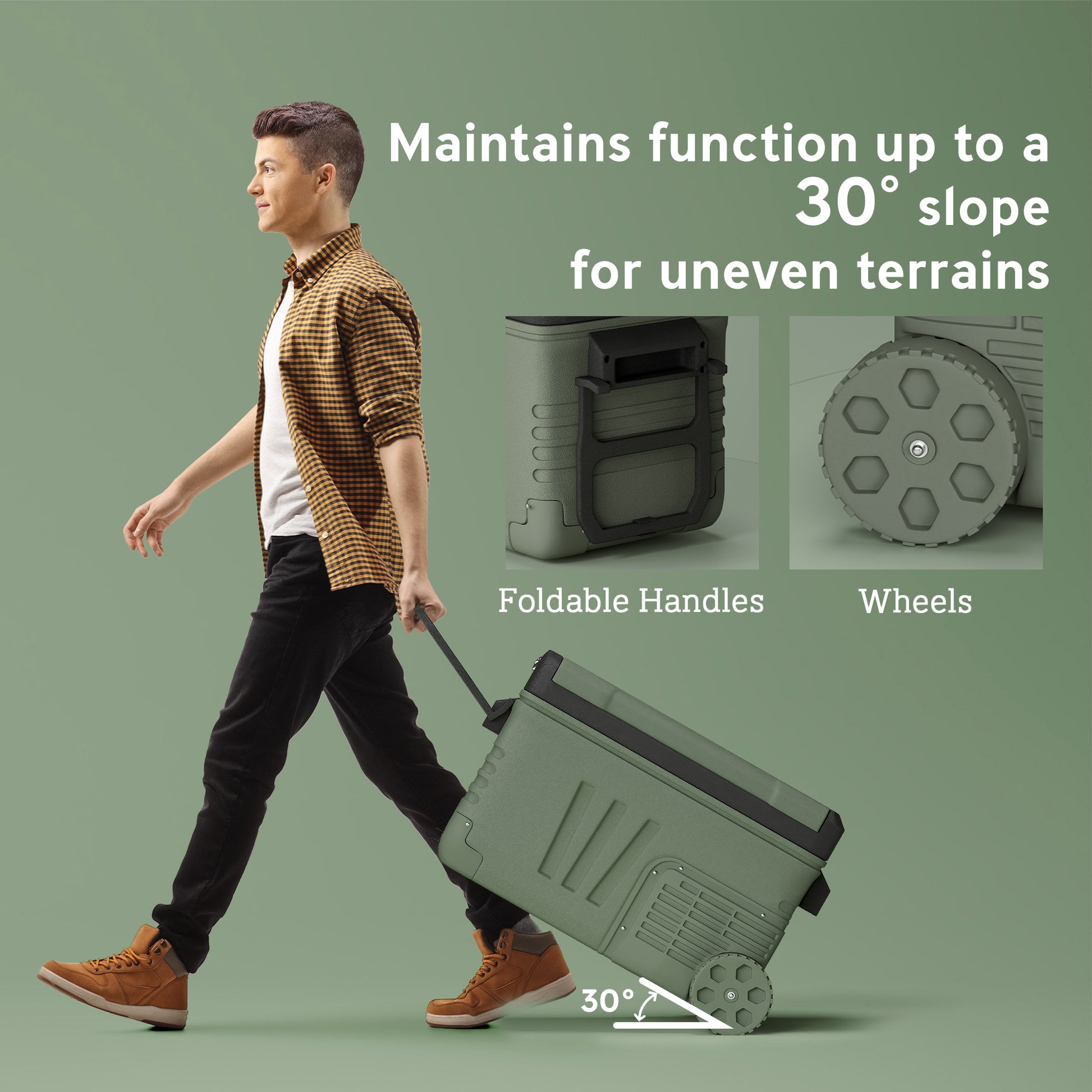 Outsunny 33L Camping Fridge Freezer Dual Zone, Portable Car Fridge 12V/24V DC & 100-240V AC, Electric Cool Box -20?-20? with Wheels and LED Light, for Travel, RV, Road Trip, Picnic [Energy Class E]