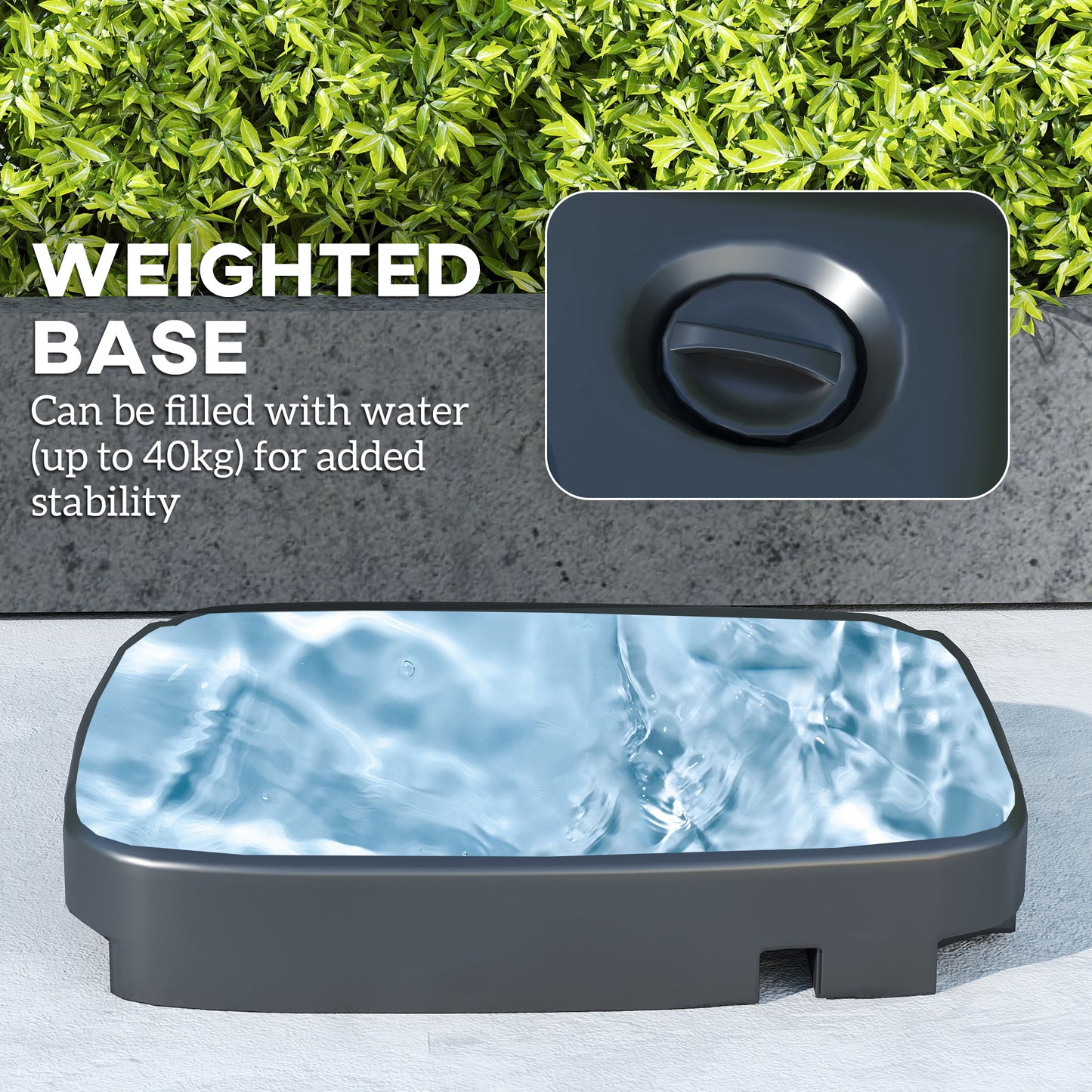 Outsunny Cantilever Parasol with Weighted Base Double Top Garden Parasol Square Hanging Patio Umbrella with Crank Tilt Light Grey