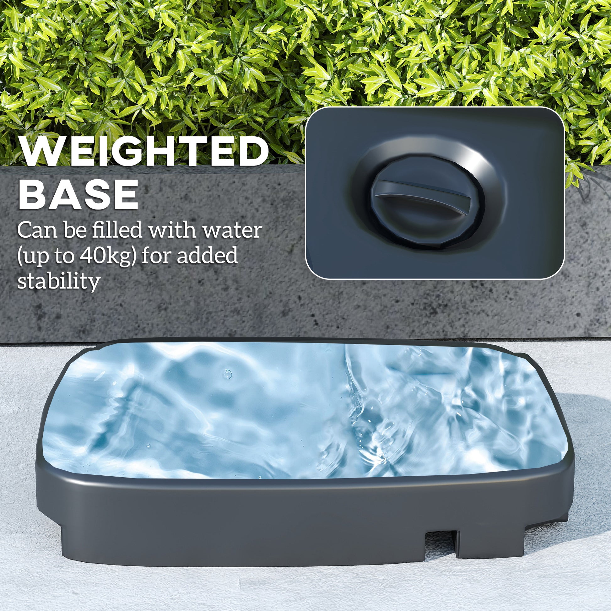 Outsunny Cantilever Parasol with Weighted Base Double Top Garden Parasol Square Hanging Patio Umbrella with Crank Tilt Light Grey